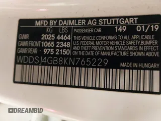2019 Mercedes-Benz CLA 250 z VIN WDDSJ4GB8KN765229, wystawiony jako IAAI lot #41548902 z przebiegiem 57 608 mil mil oraz . Historia ofert i sprzedaży dostępna na DreamBid. Obrazek 9.