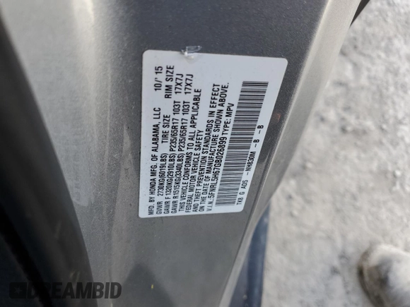 2016 Honda Odyssey EX-L with VIN 5FNRL5H67GB026899, listed as a Copart auction lot 51612295 with 74,010 mi miles and Salvage Title. Bid and sale history available at DreamBid. Image 13.