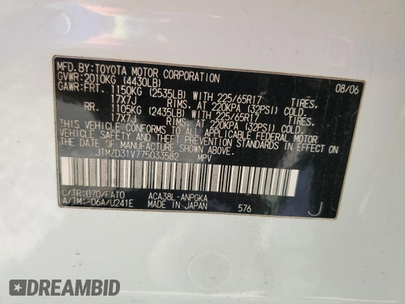 2007 Toyota RAV4 Limited with VIN JTMZD31V775033582, listed as a Copart auction lot 49272145 with 194,681 mi miles and Salvage Title. Bid and sale history available at carsss.com. Image 13.