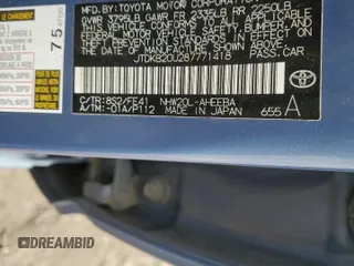 2008 Toyota Prius with VIN JTDKB20U287771418, listed as a Copart auction lot 53076135 with 128,719 mi miles and Salvage Title. Bid and sale history available at DreamBid. Image 12.