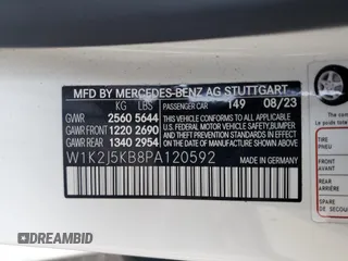2023 Mercedes-Benz CLS with VIN W1K2J5KB8PA120592, listed as a Copart auction lot 86659934 with 5,929 mi miles and Salvage Title. Bid and sale history available at carsss.com. Image 13.