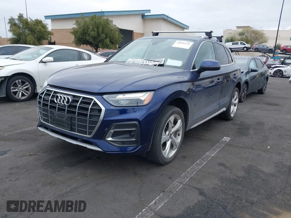 2021 Audi Q5 Premium Plus with VIN WA1BAAFY8M2022843, listed as a IAAI auction lot 42056110 with 32,036 mi miles and . Bid and sale history available at DreamBid. Image 2.
