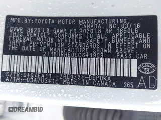 2016 Toyota Corolla L z VIN 2T1BURHE0GC641909, wystawiony jako IAAI lot #42583396 z przebiegiem 124 790 mil mil oraz . Historia ofert i sprzedaży dostępna na DreamBid. Obrazek 9.