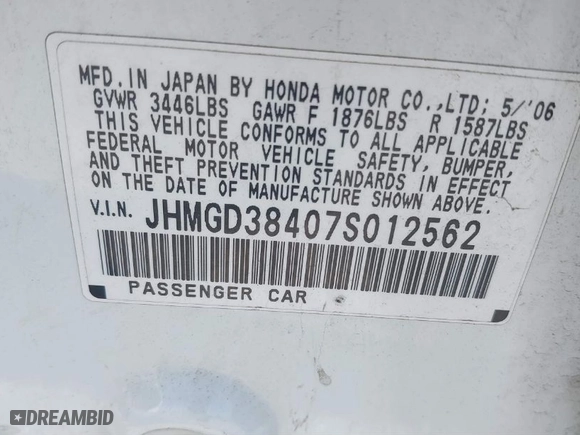 2007 Honda Fit with VIN JHMGD38407S012562, listed as a IAAI auction lot 41772476 with 162501 miles. Bid and sale history available at carsss.com. Image 9.