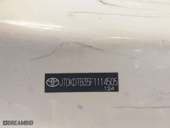 2015 Toyota Prius c One with VIN JTDKDTB35F1114505, listed as a IAAI auction lot 41159078 with 126,335 mi miles. Bid and sale history available at carsss.com. Image 9.