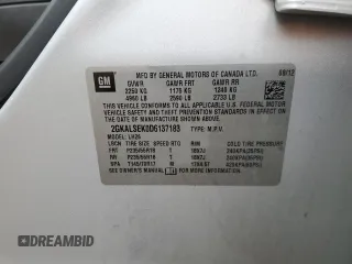 2013 GMC Terrain SLE с VIN 2GKALSEK0D6137183, выставлен на аукционе Copart как лот 59171285 с пробегом 227 559 миль миль и Списание • Salvage title. История ставок и продаж доступна на DreamBid. Изображение 12.