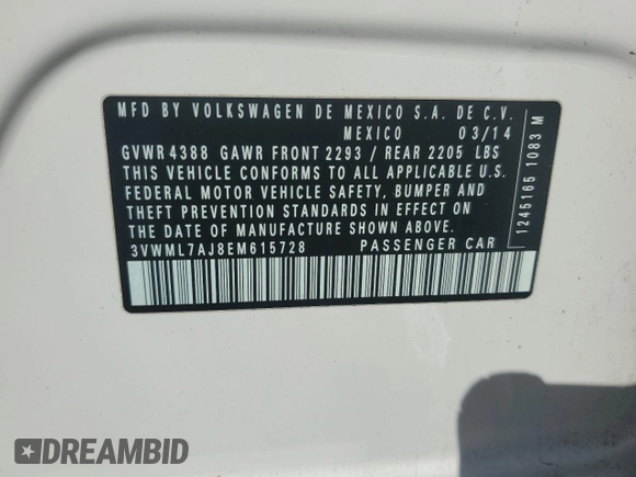 2014 Volkswagen Jetta SportWagen TDI w/Sunroof with VIN 3VWML7AJ8EM615728, listed as a Copart auction lot 71361764 with 84,988 mi miles and Salvage Title. Bid and sale history available at carsss.com. Image 12.