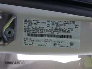 2016 Ford Escape Titanium with VIN 1FMCU9J93GUA40252, listed as a IAAI auction lot 42000778 with 37,914 mi miles. Bid and sale history available at carsss.com. Image 9.