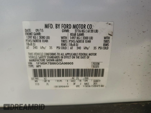 2016 Ford Explorer с VIN 1FM5K7B86GGA96905, выставлен на аукционе Copart как лот 61942285 с пробегом 44 591 миль миль и Чистый • Clean title. История ставок и продаж доступна на DreamBid. Изображение 12.