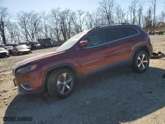 2019 Jeep Cherokee Limited with VIN 1C4PJMDX3KD418638, listed as a Copart auction lot 47240765 with 49,891 mi miles and Salvage Title. Bid and sale history available at carsss.com. Image 1.