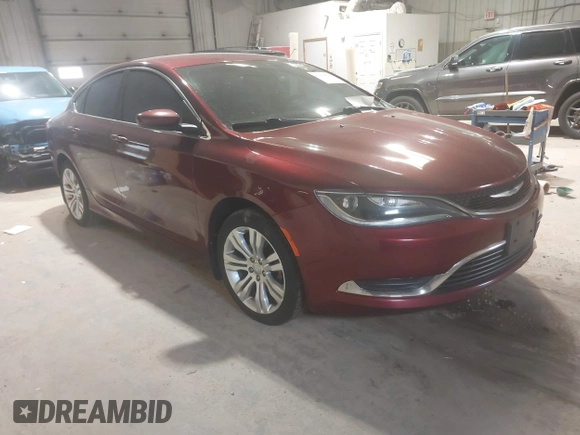 2015 Chrysler 200 Limited with VIN 1C3CCCAB8FN752289, listed as a IAAI auction lot 41959025 with 188,609 mi miles. Bid and sale history available at carsss.com. Image 1.