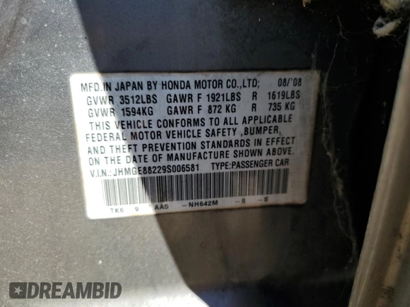 2009 Honda Fit with VIN JHMGE88229S006581, listed as a Copart auction lot 49776565 with Not Provided miles and Salvage Title. Bid and sale history available at carsss.com. Image 12.