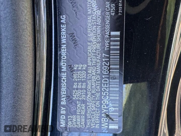 2014 BMW 6 Series z VIN WBAYP9C52ED16921, wystawiony jako Copart lot #55470855 z przebiegiem 101 777 mil mil oraz Czysty tytuł • Clean title. Historia ofert i sprzedaży dostępna na DreamBid. Obrazek 10.