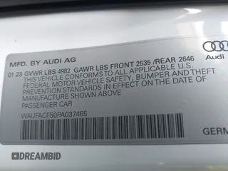2023 Audi A5 Sportback S line Premium Plus z VIN WAUFACF50PA037465, wystawiony jako IAAI lot #42115428 z przebiegiem 34 463 mil mil oraz . Historia ofert i sprzedaży dostępna na DreamBid. Obrazek 9.