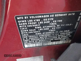 2010 Volkswagen Tiguan S z VIN WVGAV7AX5AW003836, wystawiony jako IAAI lot #42301007 z przebiegiem 176 403 mil mil oraz . Historia ofert i sprzedaży dostępna na DreamBid. Obrazek 9.