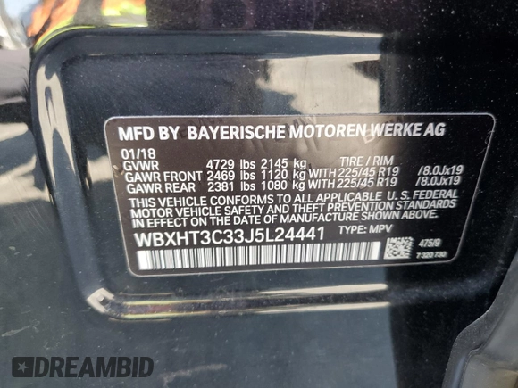 2018 BMW X1 xDrive28i z VIN WBXHT3C33J5L24441, wystawiony jako Copart lot #60468645 z przebiegiem 83 339 mil mil oraz Szkoda całkowita • Salvage title. Historia ofert i sprzedaży dostępna na DreamBid. Obrazek 12.