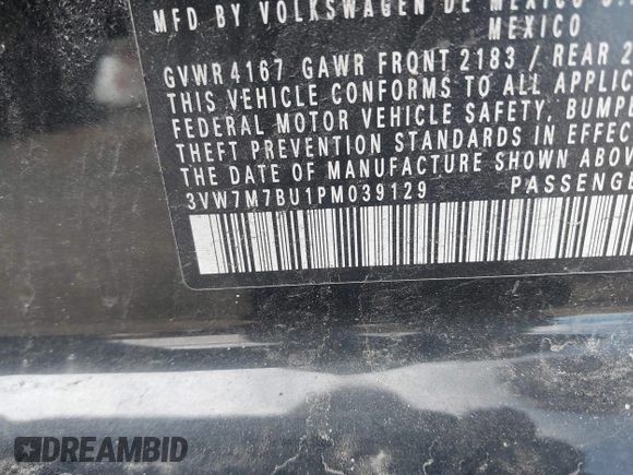 2023 Volkswagen Jetta SE z VIN 3VW7M7BU1PM039129, wystawiony jako IAAI lot #41905547 z przebiegiem 20 188 mil mil oraz . Historia ofert i sprzedaży dostępna na DreamBid. Obrazek 9.