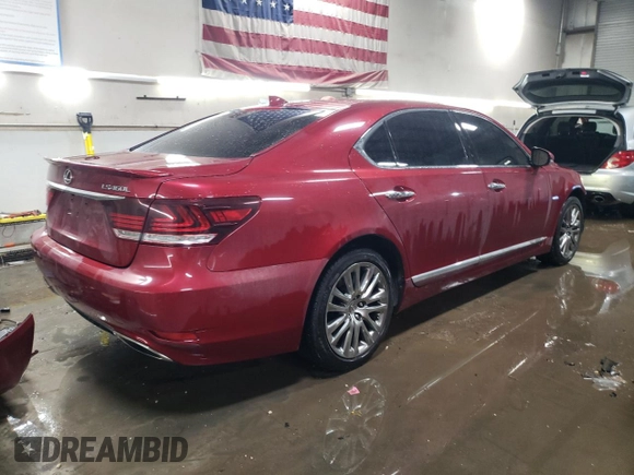 2015 Lexus LS 460 L with VIN JTHGL5EF2F5055740, listed as a Copart auction lot 46279815 with 84,629 mi miles and Salvage title. Bid and sale history available at DreamBid. Image 3.