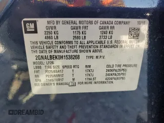 2017 Chevrolet Equinox LS with VIN 2GNALBEK0H1538268, listed as a Copart auction lot 53092755 with 137,317 mi miles and Salvage Title. Bid and sale history available at carsss.com. Image 13.