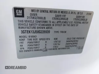 2008 GMC Sierra 1500 SLE1 z VIN 3GTEK13J58G226939, wystawiony jako IAAI lot #41340422 z przebiegiem 203 921 mil mil oraz . Historia ofert i sprzedaży dostępna na DreamBid. Obrazek 9.