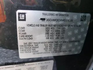 2021 Chevrolet Silverado 1500 LT with VIN 3GCUWCED8MG108199, listed as a Copart auction lot 86664204 with 60,183 mi miles and Salvage Title. Bid and sale history available at DreamBid. Image 14.
