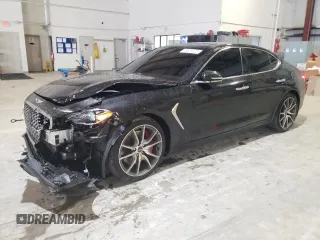 2019 Genesis G70 Dynamic with VIN KMTG34LE1KU019917, listed as a Copart auction lot 46551025 with 102,348 mi miles and Non Repairable. Bid and sale history available at DreamBid. Image 1.