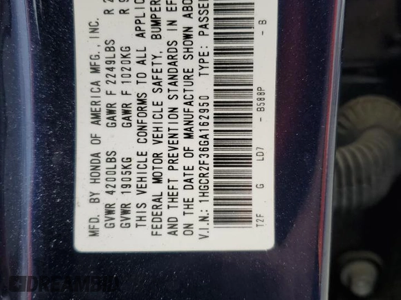 2016 Honda Accord Sedan LX with VIN 1HGCR2F36GA162950, listed as a Copart auction lot 50535345 with 45,663 mi miles and Salvage Title. Bid and sale history available at carsss.com. Image 13.