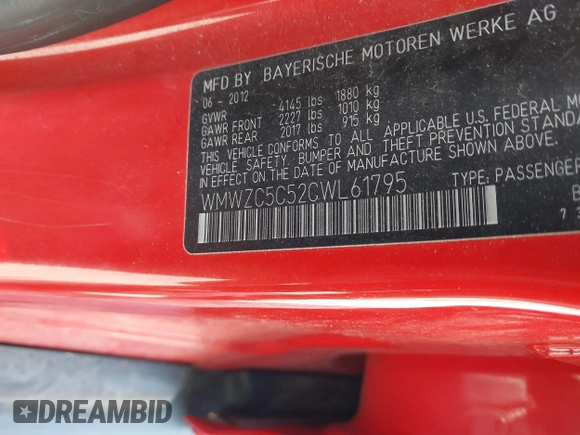 2012 MINI Countryman S with VIN WMWZC5C52CWL61795, listed as a IAAI auction lot 42434505 with 55,948 mi miles and . Bid and sale history available at DreamBid. Image 9.