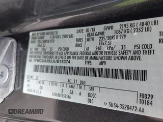 2018 Ford Escape Titanium с VIN 1FMCU9J93JUB18374, выставлен на аукционе IAAI как лот 42652204 с пробегом 63 609 миль миль и . История ставок и продаж доступна на DreamBid. Изображение 9.