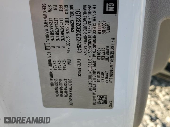 2012 GMC Sierra 2500HD Work Truck z VIN 1GT22ZCG6CZ242940, wystawiony jako Copart lot #78127014 z przebiegiem Nie podano mil oraz Szkoda całkowita • Salvage title. Historia ofert i sprzedaży dostępna na DreamBid. Obrazek 13.
