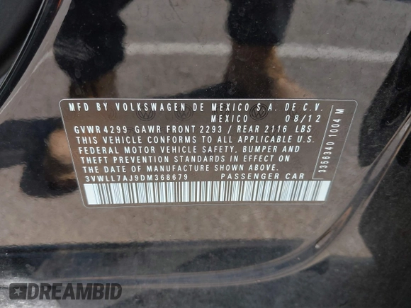 2013 Volkswagen Jetta TDI w/Premium с VIN 3VWLL7AJ9DM368679, выставлен на аукционе IAAI как лот 42092889 с пробегом 124 077 миль миль и . История ставок и продаж доступна на DreamBid. Изображение 9.