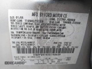 2005 Ford Five Hundred SEL с VIN 1FAFP24145G148659, выставлен на аукционе IAAI как лот 42490163 с пробегом 164 738 миль миль и . История ставок и продаж доступна на DreamBid. Изображение 9.