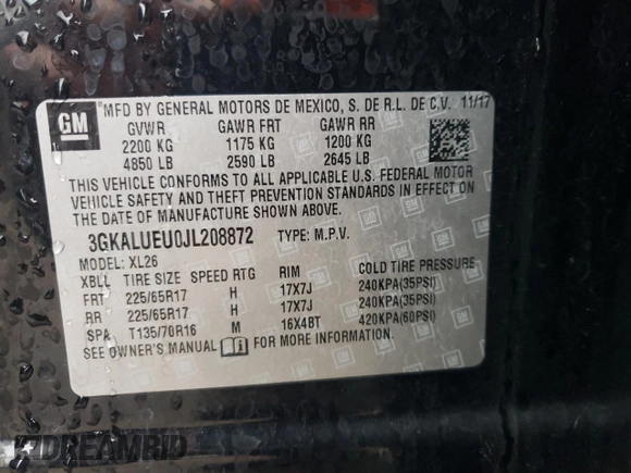 2018 GMC Terrain SLE Diesel with VIN 3GKALUEU0JL208872, listed as a Copart auction lot 72648534 with Not Provided miles and Salvage Title. Bid and sale history available at carsss.com. Image 12.