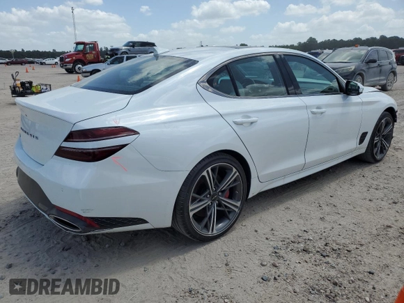2024 Genesis G70 2.5T with VIN KMTG34SC4RU140001, listed as a Copart auction lot 61844984 with 4,078 mi miles and Salvage Title. Bid and sale history available at carsss.com. Image 3.