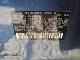2022 Subaru Outback Touring with VIN 4S4BTAPC6N3233095, listed as a Copart auction lot 60790595 with 35,708 mi miles and Salvage title. Bid and sale history available at DreamBid. Image 14.