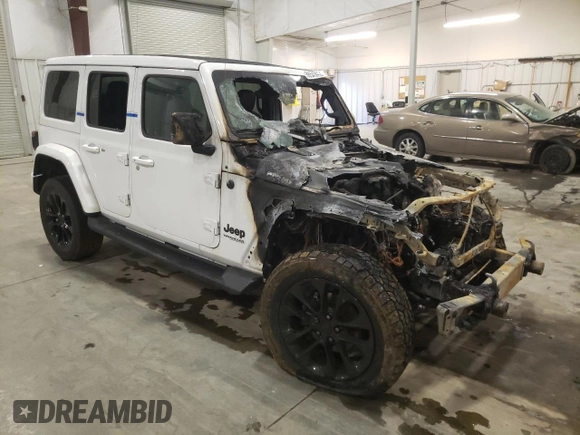 2021 Jeep Wrangler Unlimited Sahara High Altitude with VIN 1C4HJXEM0MW701659, listed as a Copart auction lot 86543654 with Not provided miles and Salvage title. Bid and sale history available at DreamBid. Image 4.
