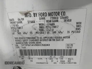 2009 Ford F-150 XL with VIN 1FTPW14V99KC52243, listed as a IAAI auction lot 41500479 with 186,304 mi miles and . Bid and sale history available at DreamBid. Image 9.