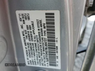 2011 Honda Crosstour EX-L z VIN 5J6TF2H57BL004727, wystawiony jako Copart lot #55180075 z przebiegiem 252 653 mil mil oraz Szkoda całkowita • Salvage title. Historia ofert i sprzedaży dostępna na DreamBid. Obrazek 13.