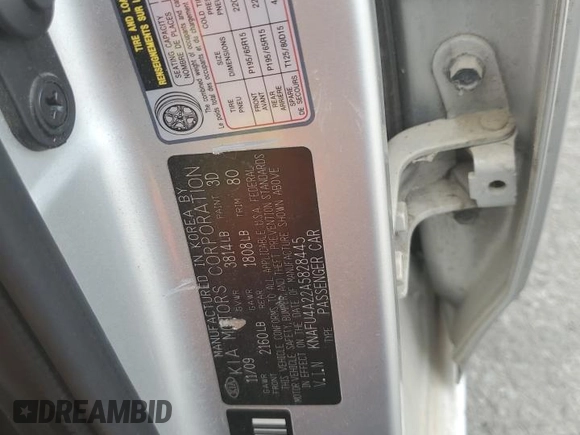 2010 Kia Forte EX z VIN KNAFU4A22A5828445, wystawiony jako Copart lot #51564313 z przebiegiem 114 961 mil mil oraz Szkoda całkowita • Salvage title. Historia ofert i sprzedaży dostępna na DreamBid. Obrazek 12.