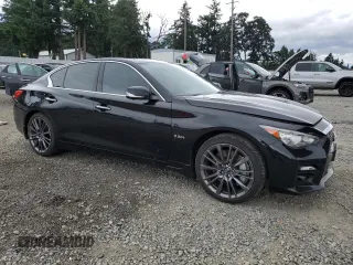 2016 Infiniti Q50 Red Sport 400 with VIN JN1FV7AR3GM451365, listed as a Copart auction lot 62960125 with 87,833 mi miles and Salvage title. Bid and sale history available at DreamBid. Image 4.