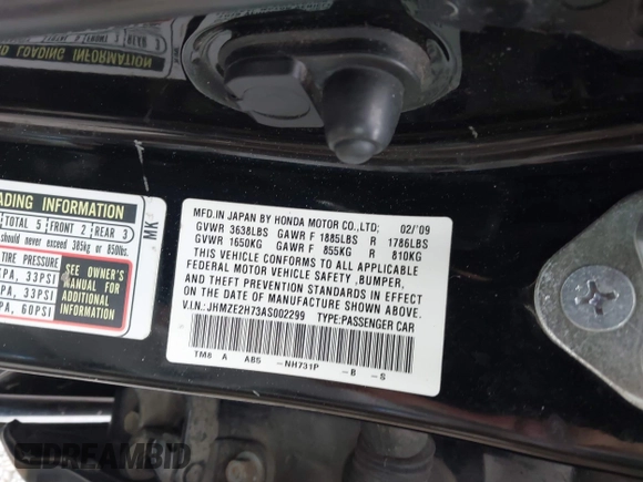 2010 Honda Insight EX with VIN JHMZE2H73AS002299, listed as a IAAI auction lot 41900761 with 251,934 mi miles and . Bid and sale history available at DreamBid. Image 9.