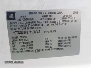 2007 GMC Savana Cargo Van with VIN 1GTGG29V771108947, listed as a IAAI auction lot 41735488 with 216,012 mi miles. Bid and sale history available at carsss.com. Image 9.