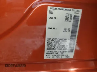 2022 Nissan LEAF SV Plus with VIN 1N4BZ1CV5NC561964, listed as a Copart auction lot 43735905 with 15,463 mi miles and Salvage Title. Bid and sale history available at DreamBid. Image 13.