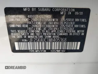2021 Subaru Forester Limited z VIN JF2SKAUC1MH405368, wystawiony jako IAAI lot #42532611 z przebiegiem 59 699 mil mil oraz . Historia ofert i sprzedaży dostępna na DreamBid. Obrazek 9.