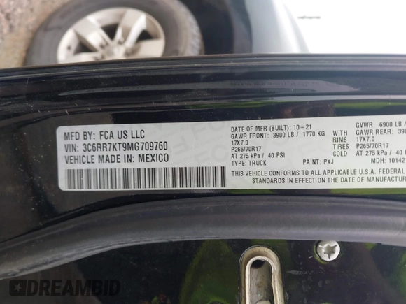 2021 Ram 1500 Tradesman с VIN 3C6RR7KT9MG709760, выставлен на аукционе IAAI как лот 42229133 с пробегом 157 886 миль миль и . История ставок и продаж доступна на DreamBid. Изображение 9.