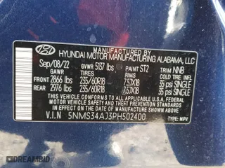 2023 Hyundai Santa Fe SEL with VIN 5NMS34AJ3PH502400, listed as a Copart auction lot 45056405 with 42,996 mi miles and Salvage Title. Bid and sale history available at carsss.com. Image 15.