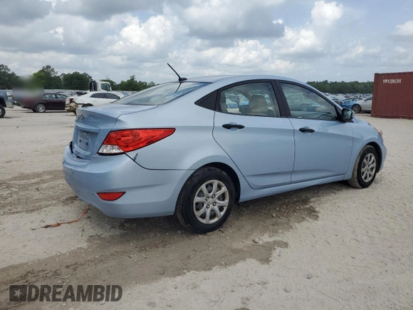 2012 Hyundai Accent GLS with VIN KMHCT4AEXCU037989, listed as a Copart auction lot 53439415 with 102,948 mi miles and Salvage Title. Bid and sale history available at carsss.com. Image 3.