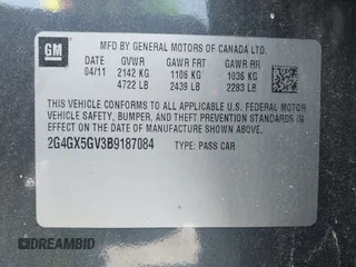 2011 Buick Regal with VIN 2G4GX5GV3B9187084, listed as a IAAI auction lot 42059150 with 115,302 mi miles and . Bid and sale history available at DreamBid. Image 9.