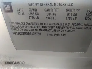 2014 Chevrolet Sonic LT z VIN 1G1JC5SH3E4178750, wystawiony jako IAAI lot #37660997 z przebiegiem 187 073 mil mil oraz . Historia ofert i sprzedaży dostępna na DreamBid. Obrazek 9.