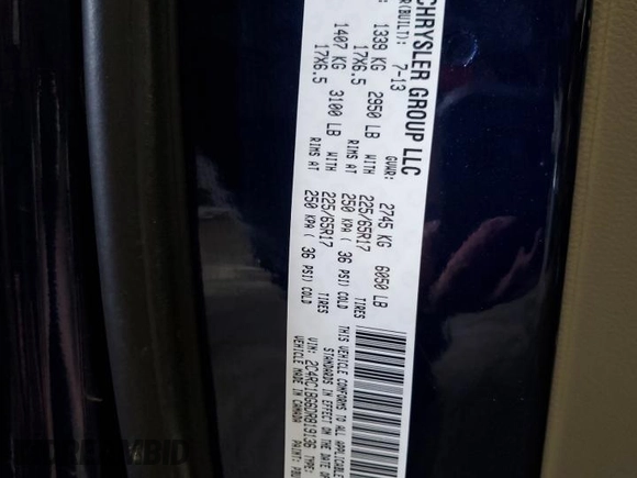 2013 Chrysler Town & Country Touring z VIN 2C4RC1BG6DR819136, wystawiony jako Copart lot #57430235 z przebiegiem 174 976 mil mil oraz Szkoda całkowita • Salvage title. Historia ofert i sprzedaży dostępna na DreamBid. Obrazek 13.
